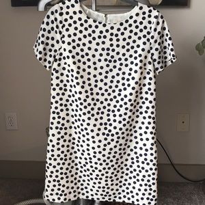 Navy/ivory polka dot shift dress
